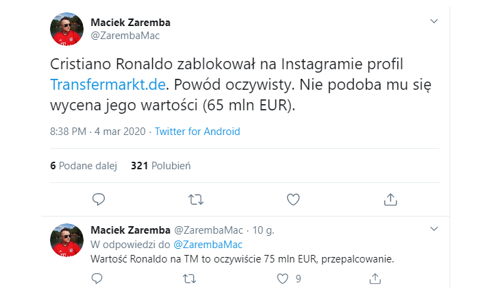 DLATEGO Cristiano Ronaldo ZABLOKOWAŁ na Instagramie pewien profil xD